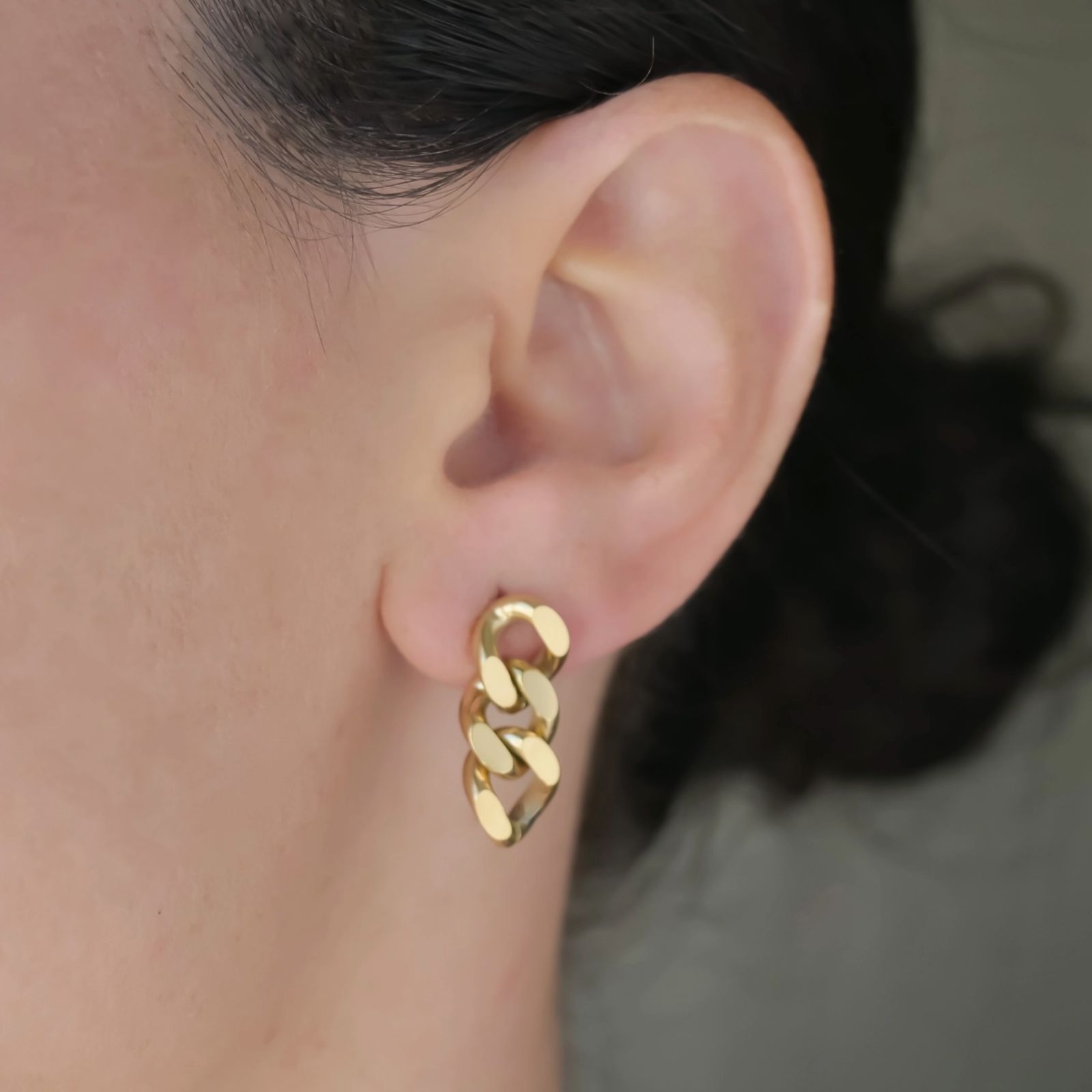 blueyejewelry-Curb-Link-Earrings-Waterproof-Curby-Drop-Earrings-Gold