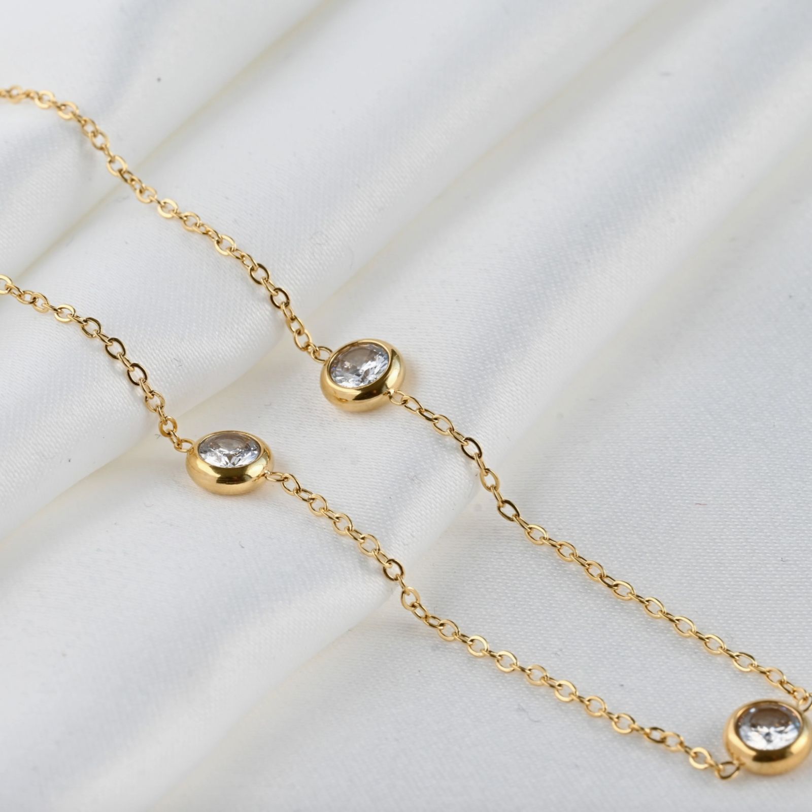 Bezel Station Necklace - Diamond Satellite Blueyejewelry Bezel Station Necklace - Diamond Satellite Necklace 3