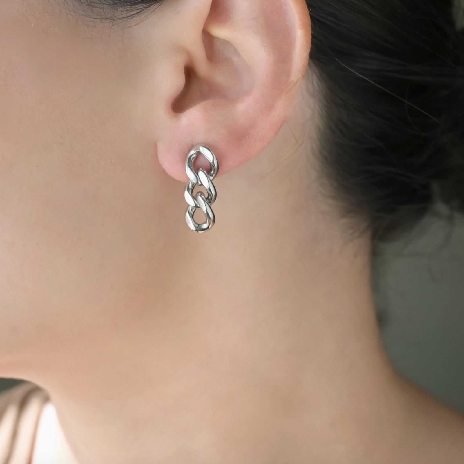 blueyejewelry-Curb-Link-Earrings-Waterproof-Curby-Drop-Earrings-silver