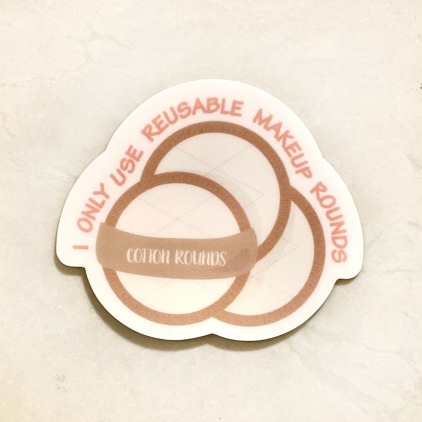 Eco_Beige_"I_Only_Use_Reusable_Makeup_Rounds"_Sticker Eco_Beige_"I_Only_Use_Reusable_Makeup_Rounds"_Sticker