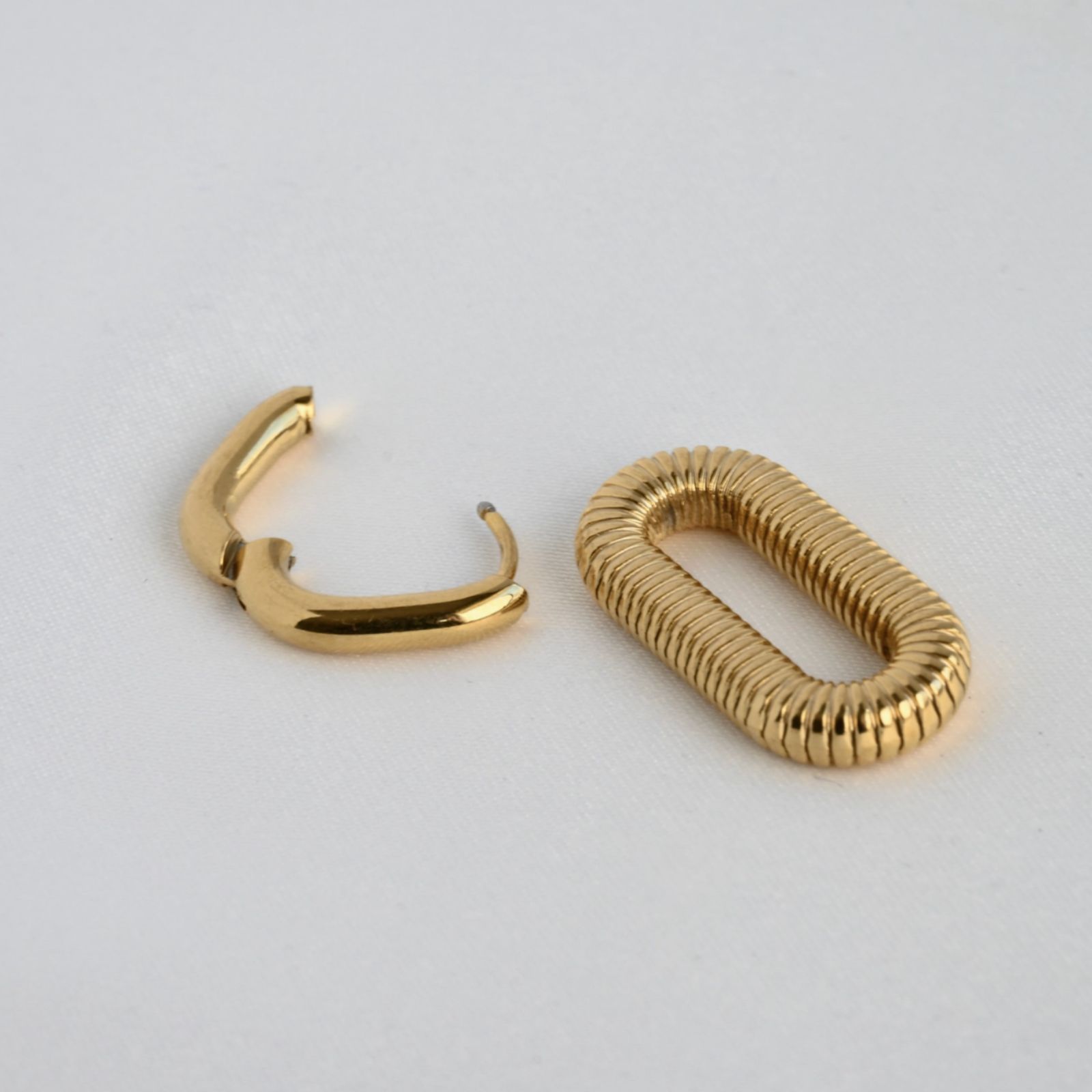 18k Gold Double Hoops - Waterproof Double Link Hoop Earrings - Detached 18k Gold Double Hoops - Waterproof Double Link Hoop Earrings - Detached