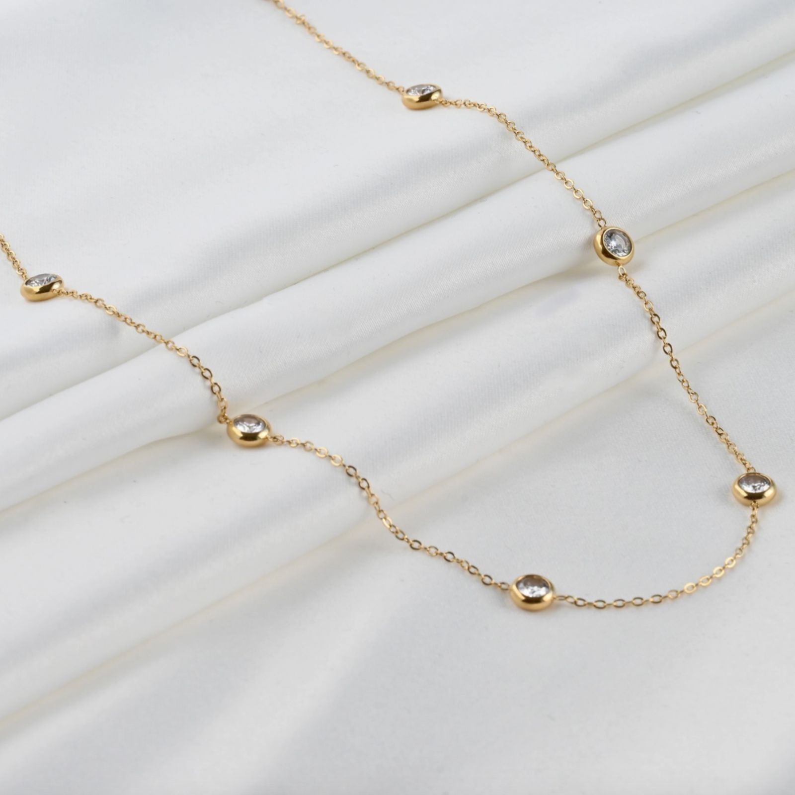 Bezel Station Necklace - Diamond Satellite Necklace Blueyejewelry Bezel Station Necklace - Diamond Satellite Necklace 2