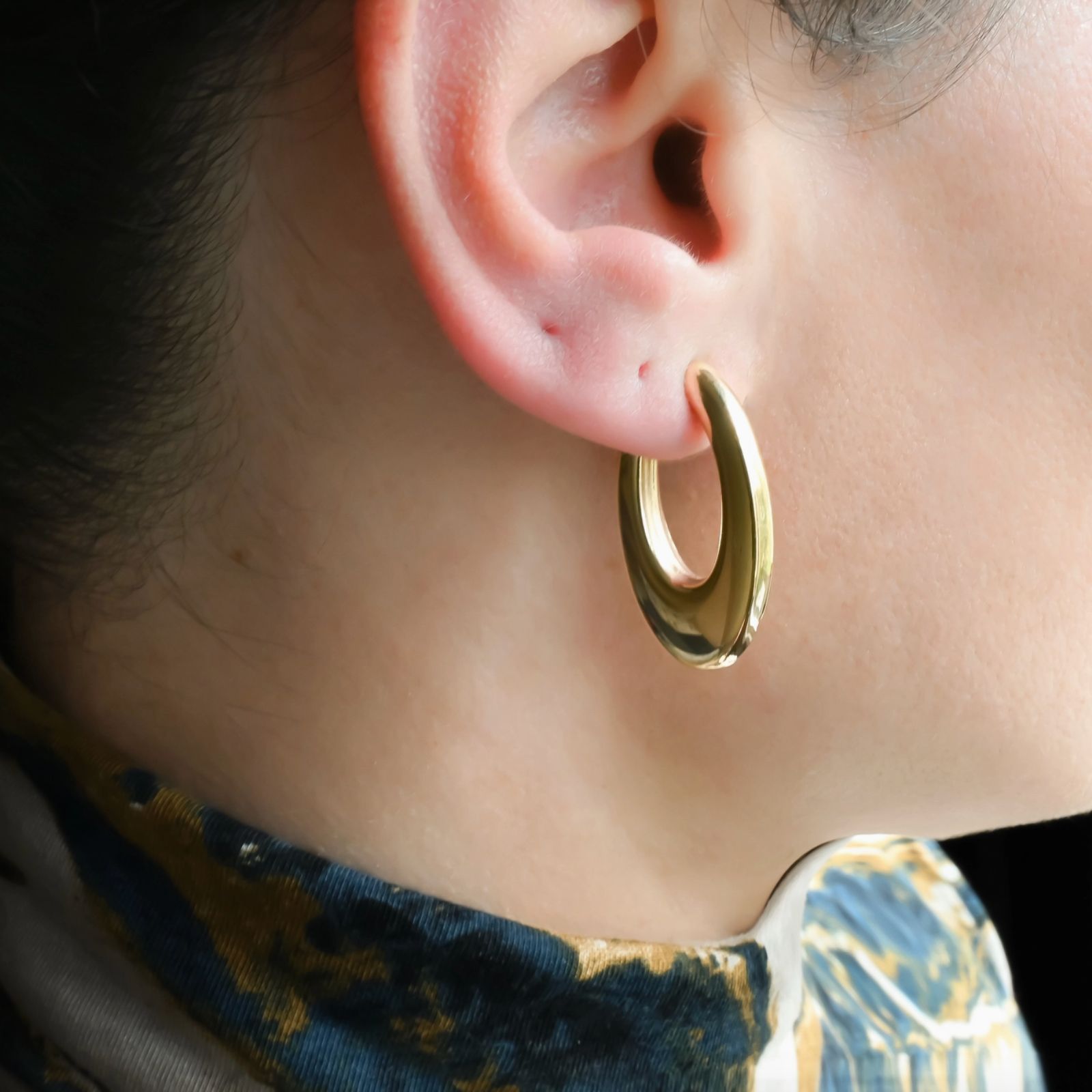 Bold Open Hoops - Waterproof 18k Gold Long Oval Hoop Studs (3) Blueyejewelry-Bold-Open-Hoops-Waterproof-18k-Gold-Long-Oval-Hoop-Studs-4
