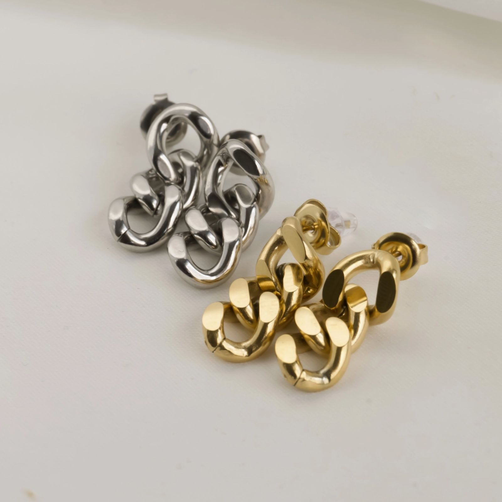 Curb Link Earrings - Waterproof Curby Drop Earrings blueyejewelry-Curb-Link-Earrings-Waterproof-Curby-Drop-Earrings