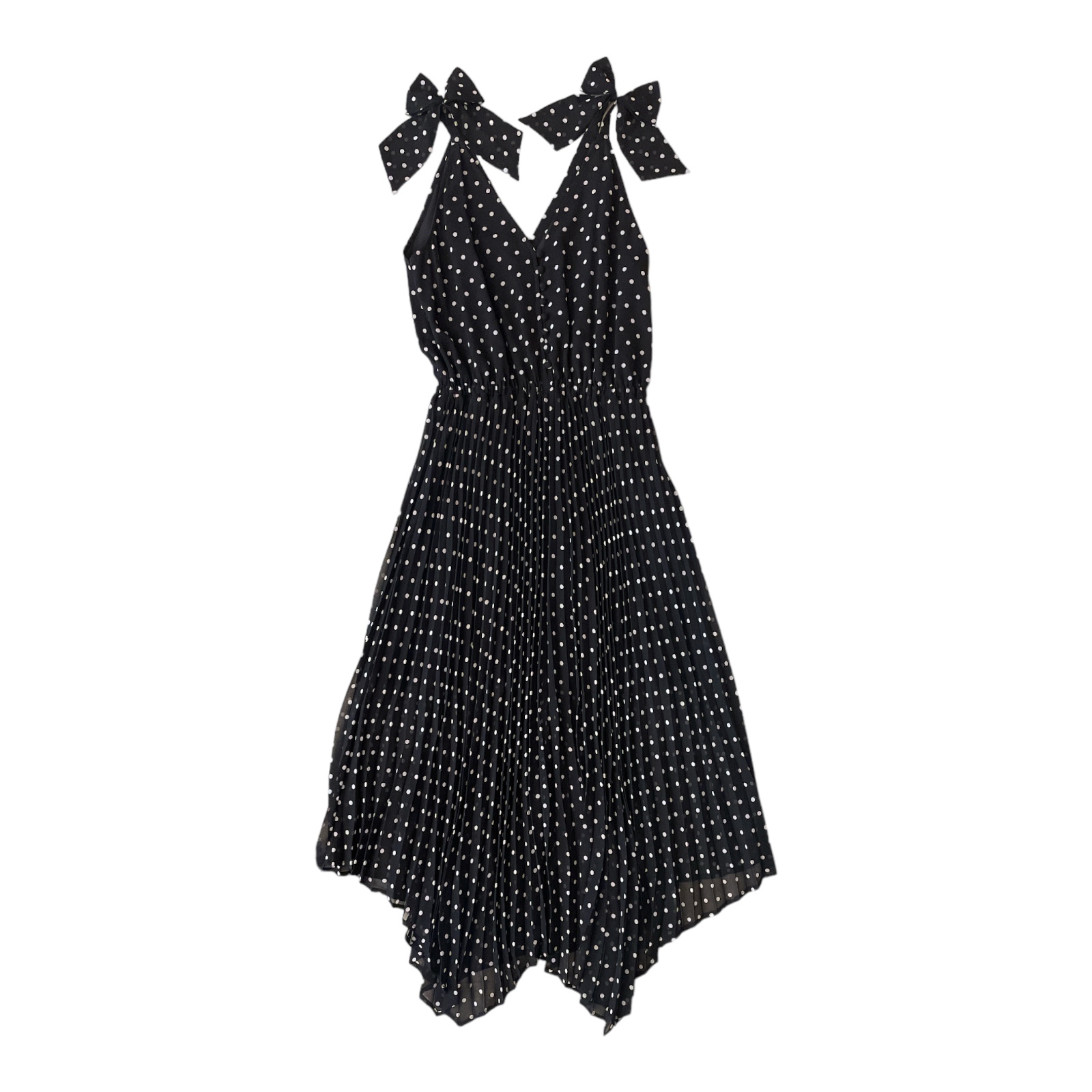The_Kooples_White_dotted_black_midi_dress_front The_Kooples_White_dotted_black_midi_dress_front