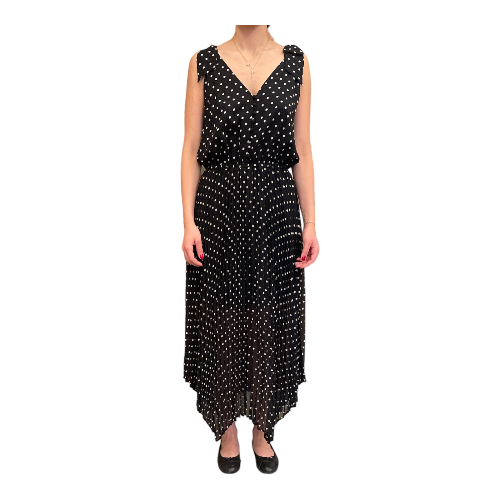 The_Kooples_White_dotted_black_midi_dress_Front_2 The_Kooples_White_dotted_black_midi_dress_Front_2