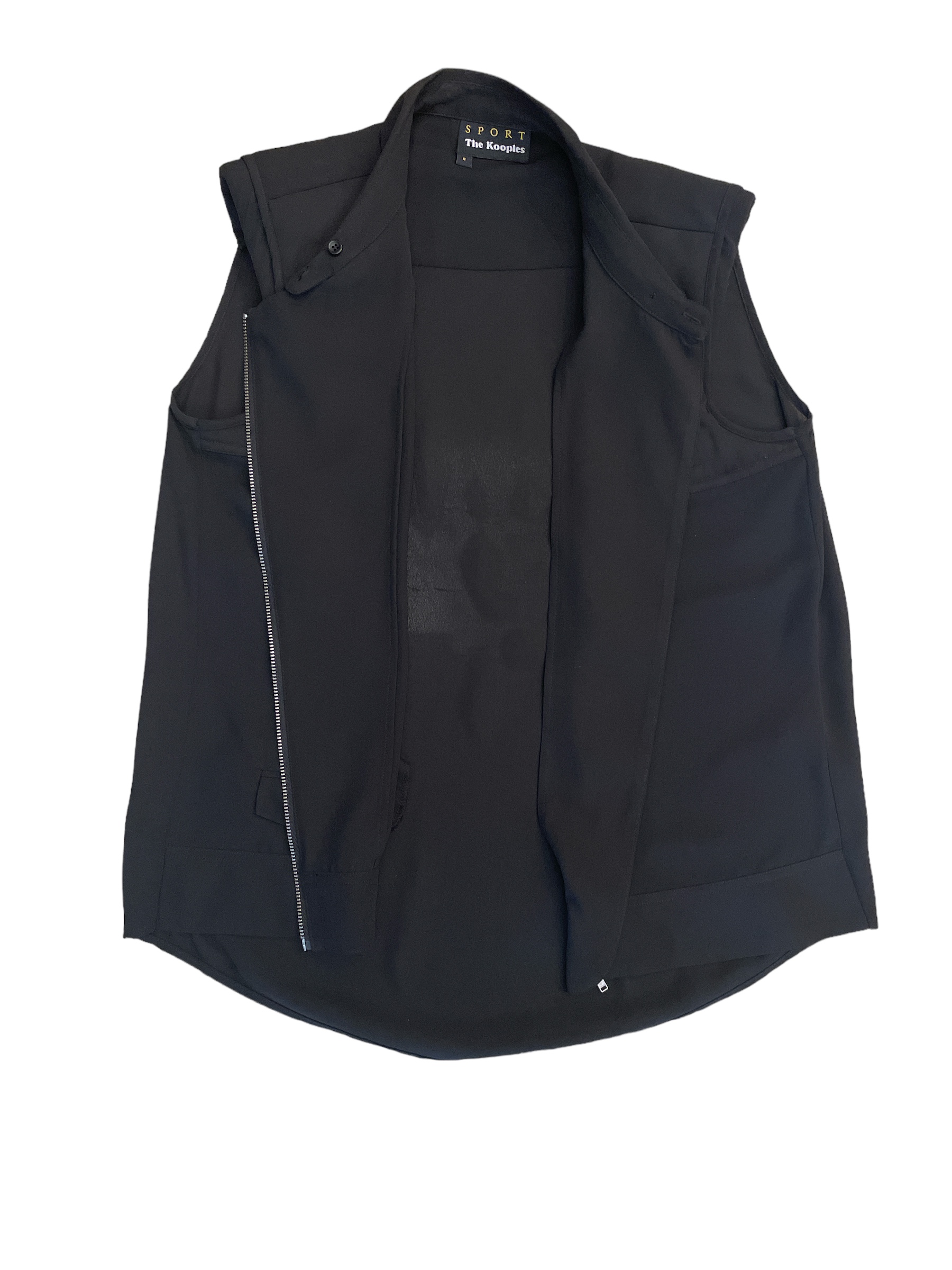 The_Kooples_Black_Vest_Front_Image_Open_Zip