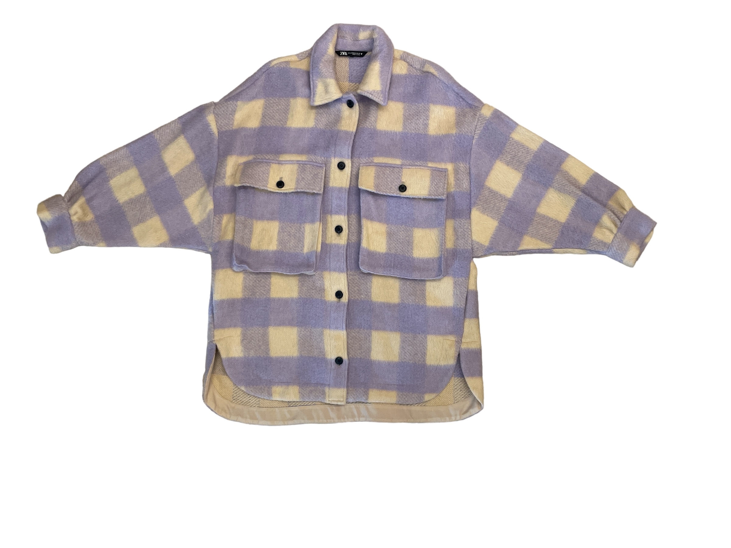 Zara_Checked_Shirt_Jacket_Beige_Lilac_Front Zara_Checked_Shirt_Jacket_Beige_Lilac_Front