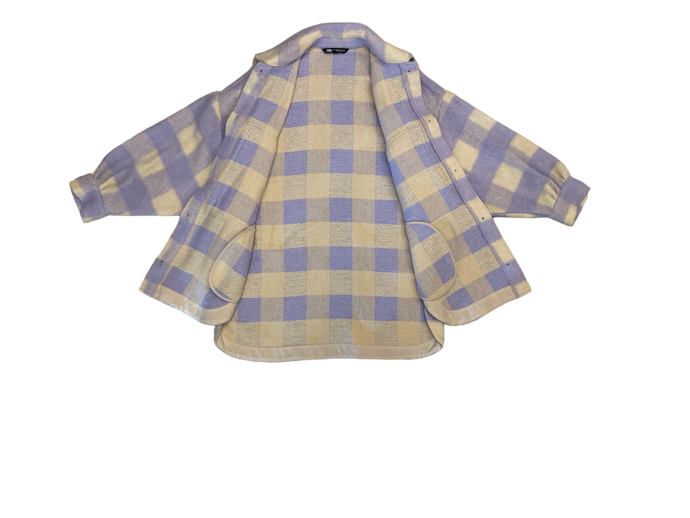 Zara_Checked_Shirt_Jacket_Beige_Lilac_Open Zara_Checked_Shirt_Jacket_Beige_Lilac_Open
