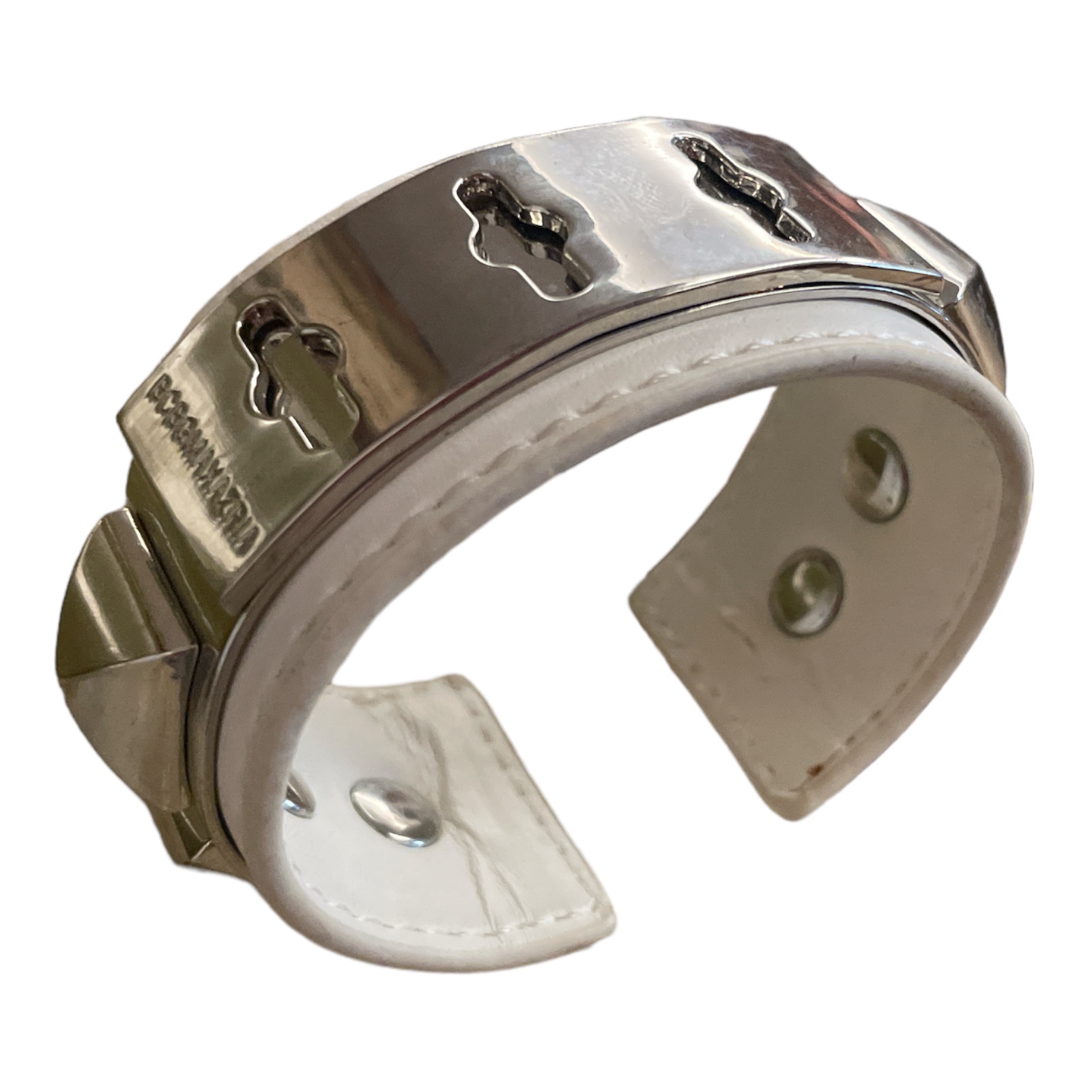BCBG_MaxAzria_White_Leather_Cuff_Bracelet BCBG_MaxAzria_White_Leather_Cuff_Bracelet