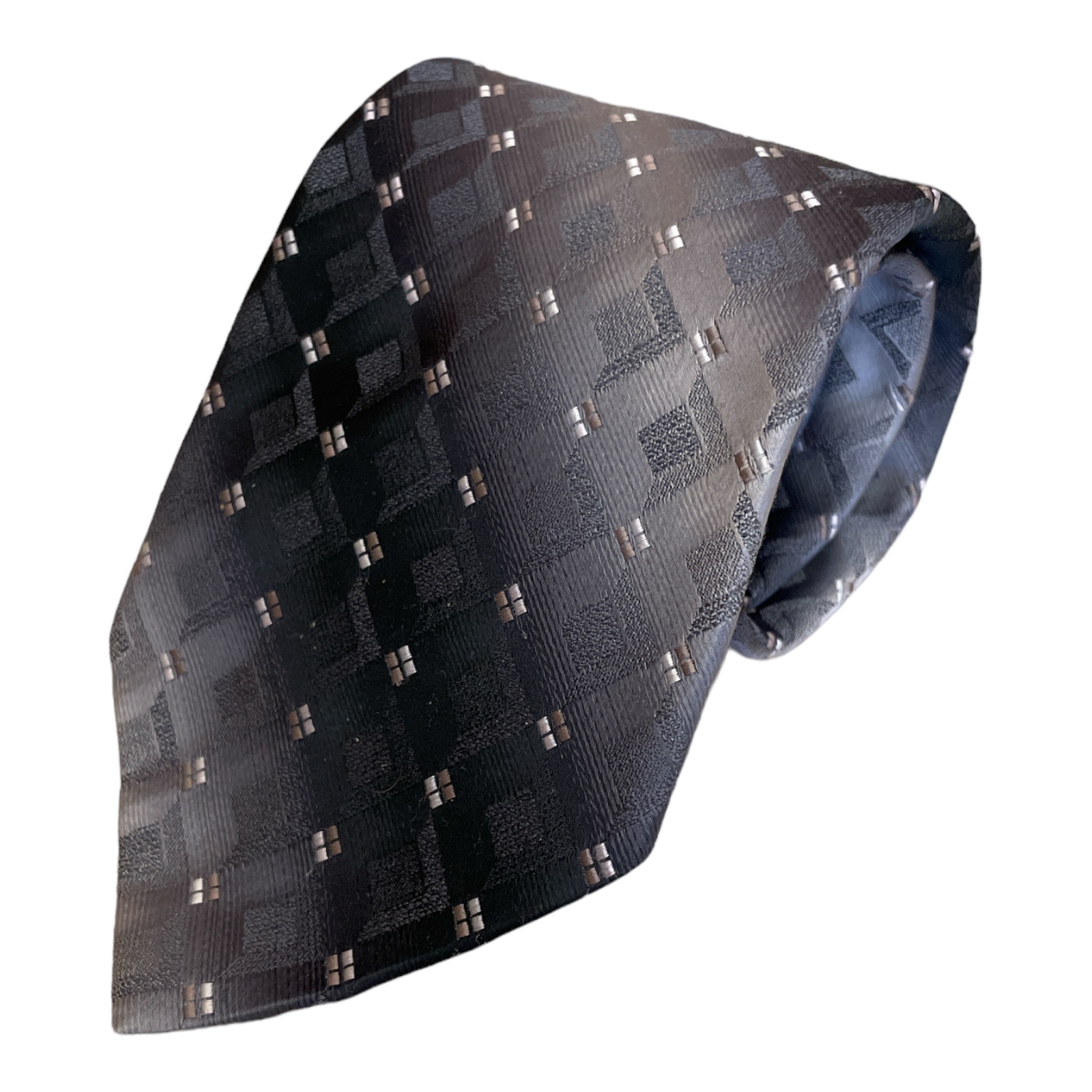 YSL_Yves_Saint_Laurent-100-Silk-Neck-Tie-Grey-Losange-Pattern-Authentic-Italy_Front YSL_Yves_Saint_Laurent-100-Silk-Neck-Tie-Grey-Losange-Pattern-Authentic-Italy_Front
