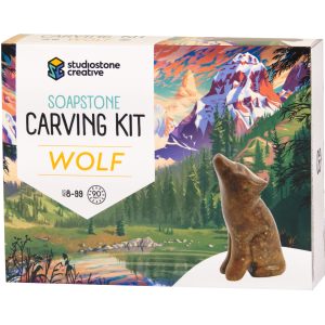 Wolf Soapstone Carving and Whittling—DIY Arts and Craft Kit.