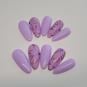 Presson Nails Purple Flowers