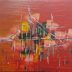 Geometric Abstract - Orange - Acrylic Painting