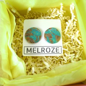 Blue & Brown Clay Earrings - Large Studs
