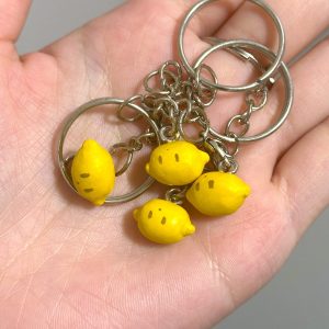 HANDMADE mini clay Lemonface keychain