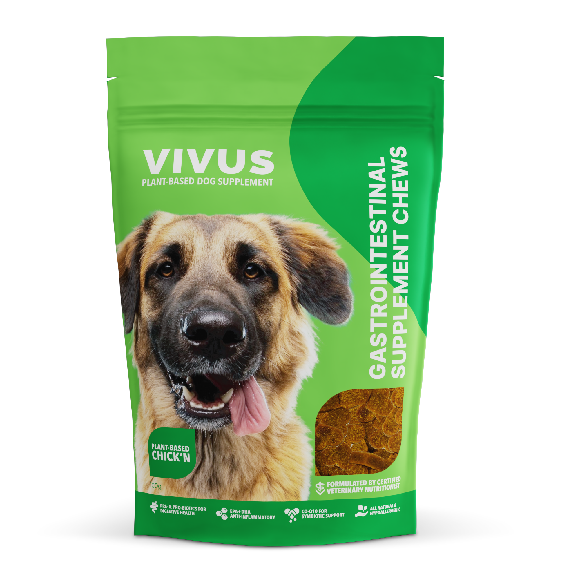 Supplement_Gastrointestinal Support_3D_1 Vivus Pets Gastrointestinal Chews Supplement for Dog