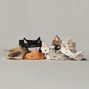 HANDMADE Clay Cat Rings
