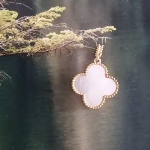 18K gold and the white mother of pearl pendant! Huge!