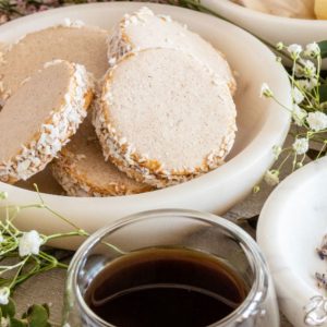 Bourbon caramel filling alfajor cookie