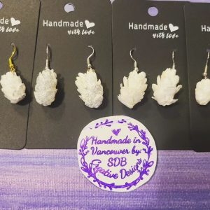 Glitter white pine cone earrings