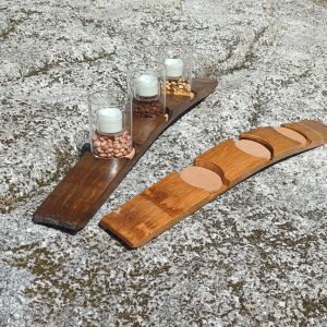 Barrel stave candle holder
