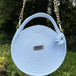 Round handmade shoulder bag
