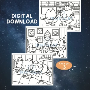 Cozy Couple 3 Colouring Page Set