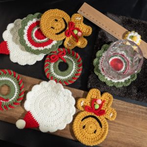 Crochet Christmas coaster - 4 in 1 set