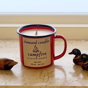 CAMPING- 5 oz soy wax enamel mini mug candle-Campfire