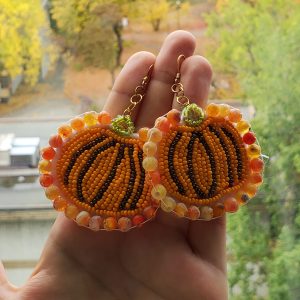 Beaded Pumpkin Earrings