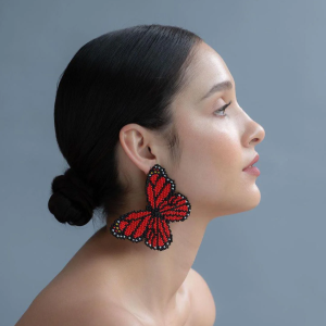 Beaded Butterfly Earrings, Indigenous Made, Hypoallergenic
