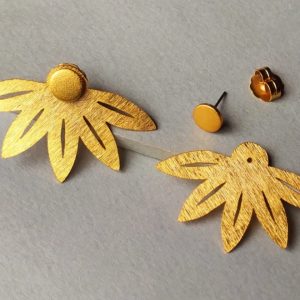 Bifunctional Flower Earrings, Gold Plated 24K (Clusia)