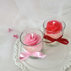 Beeswax Rose Candle in a Jar (Pink)