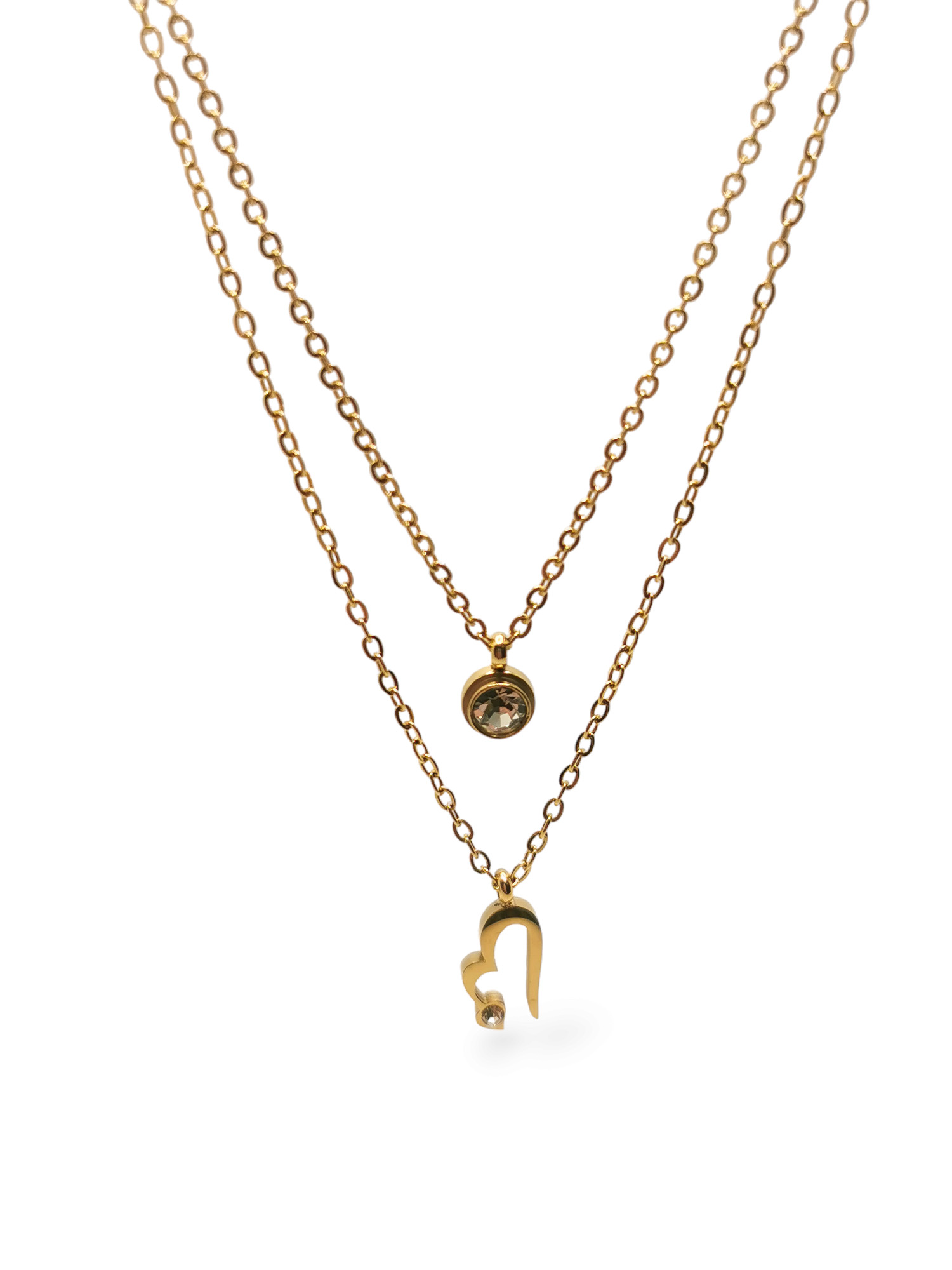 Open heart_dainty chain layered necklace with heart pendant